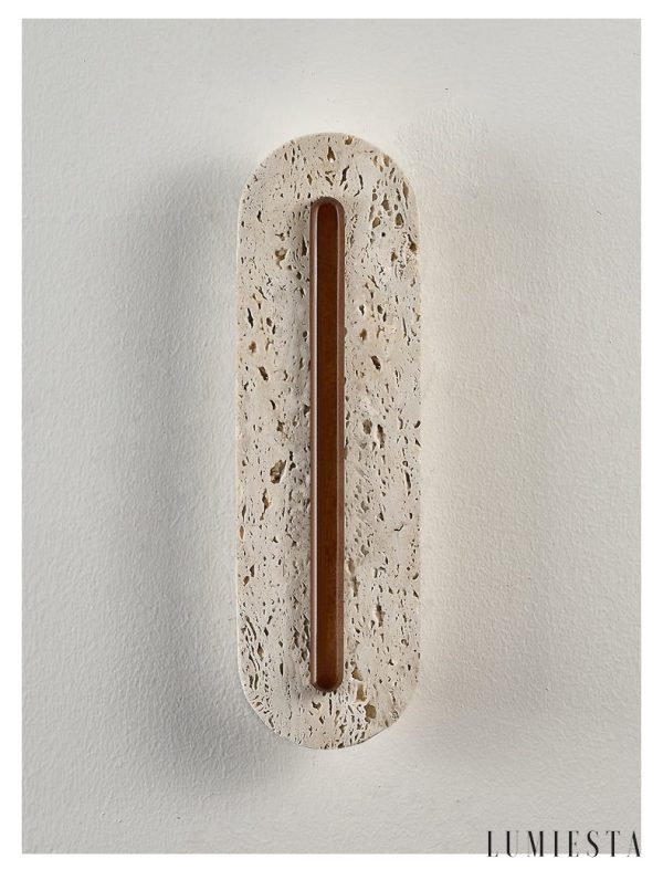 Orvetria - Lampa wisząca trawertynowa, orzechowa do salonu, Ø11 x 35 cm