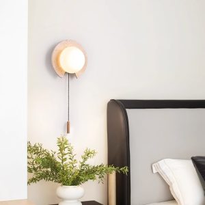 PacificaX - Lampa wisząca trawertynowa, żółty trawertyn i biały do salonu, Ø22 cm