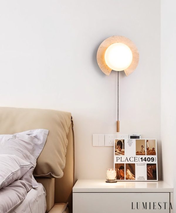 PacificaX - Lampa wisząca trawertynowa, żółty trawertyn i biały do salonu, Ø22 cm