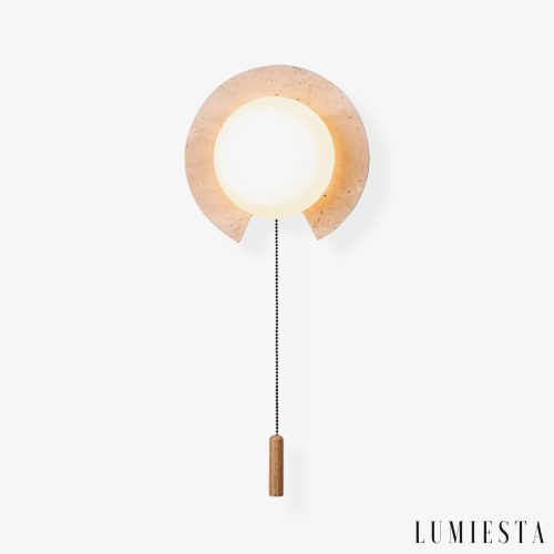 PacificaX - Lampa wisząca trawertynowa, żółty trawertyn i biały do salonu, Ø22 cm