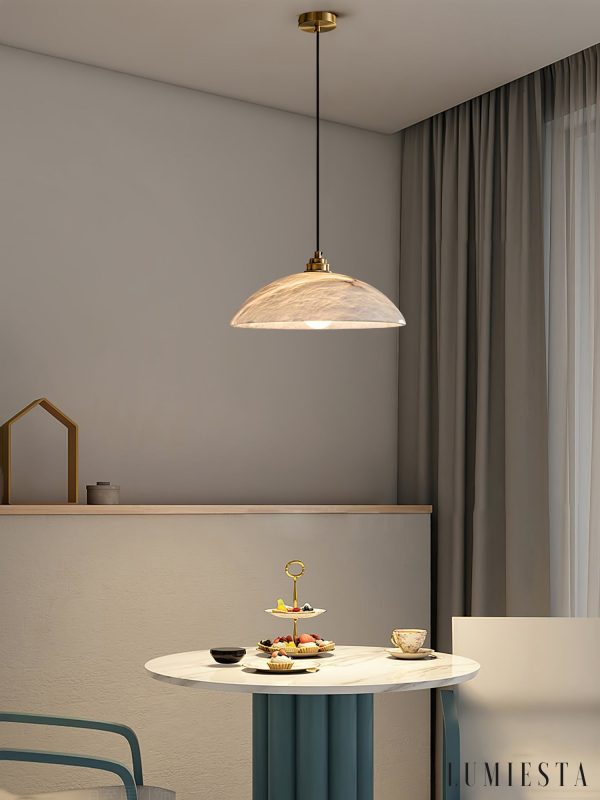 PalatinaX - Lampa wisząca alabastrowa, mosiężne wykończenie do jadalni, Ø30/40 cm