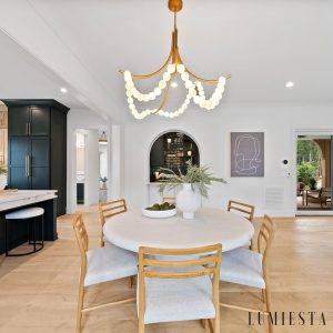 Perugina - Lampa wisząca alabastrowa złota do salonu, Ø117/92 cm