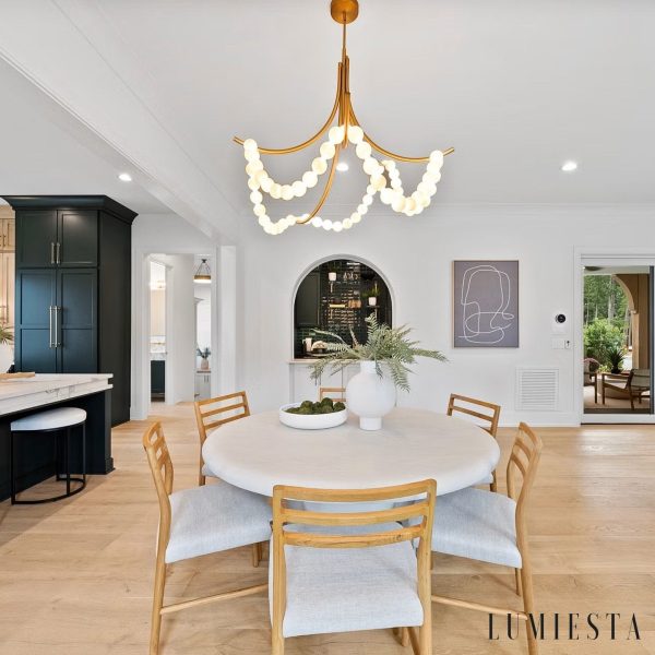 Perugina - Lampa wisząca alabastrowa złota do salonu, Ø117/92 cm