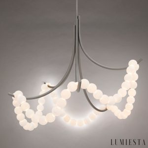 Perugina - Lampa wisząca alabastrowa złota do salonu, Ø117/92 cm