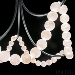 Perugina - Lampa wisząca alabastrowa złota do salonu, Ø117/92 cm