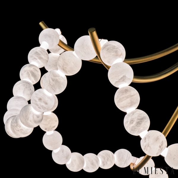 Perugina - Lampa wisząca alabastrowa złota do salonu, Ø117/92 cm