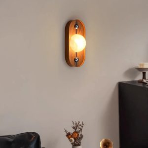 Piazzara - Lampa wisząca skandynawska, orzechowo-biała, do salonu, Ø19/20/12 cm