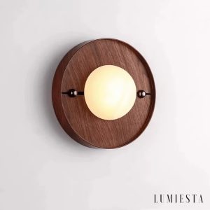 Piazzara - Lampa wisząca skandynawska, orzechowo-biała, do salonu, Ø19/20/12 cm