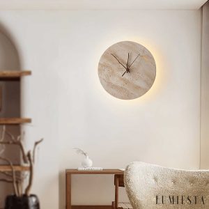 Pompeia - Kinkiet trawertynowy żółty, do salonu i sypialni, Ø30x30 cm