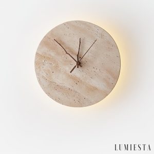 Pompeia - Kinkiet trawertynowy żółty, do salonu i sypialni, Ø30x30 cm