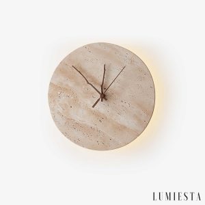 Pompeia - Kinkiet trawertynowy żółty, do salonu i sypialni, Ø30x30 cm