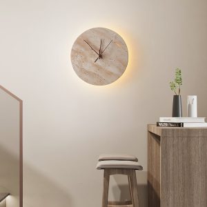 Pompeia - Kinkiet trawertynowy żółty, do salonu i sypialni, Ø30x30 cm