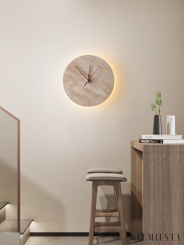 Pompeia - Kinkiet trawertynowy żółty, do salonu i sypialni, Ø30x30 cm