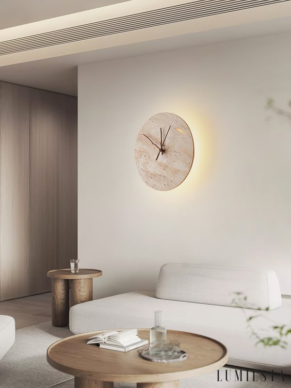 Pompeia - Kinkiet trawertynowy żółty, do salonu i sypialni, Ø30x30 cm