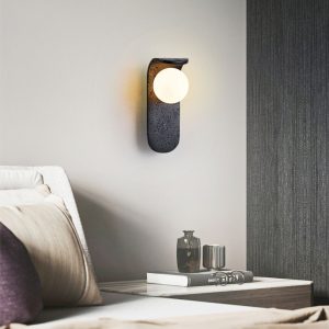 Portofina - Kinkiet nowoczesny czarny trawertyn, do salonu i sypialni, Ø9x25 cm