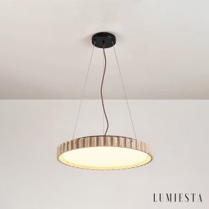 Provenxia - Lampa wisząca trawertynowa, żółty/biały, nad stół, Ø32x7 cm