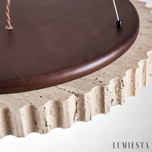 Provenxia - Lampa wisząca trawertynowa, żółty/biały, nad stół, Ø32x7 cm