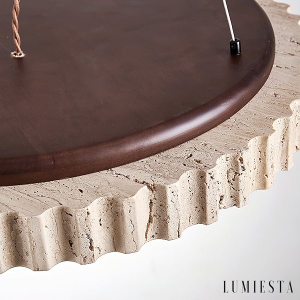 Provenxia - Lampa wisząca trawertynowa, żółty/biały, nad stół, Ø32x7 cm