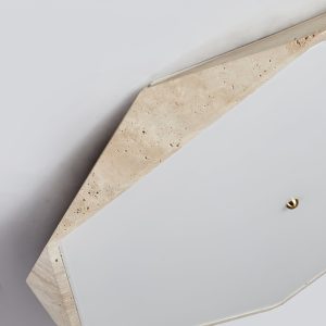 Quitarra - Plafon trawertynowy z LED, żółto-biały do salonu, Ø40/50/60 cm