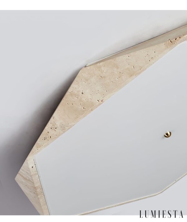 Quitarra - Plafon trawertynowy z LED, żółto-biały do salonu, Ø40/50/60 cm