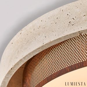 Ravellis - Lampa sufitowa trawertynowa żółto-biała do salonu, Ø42/47/57 cm