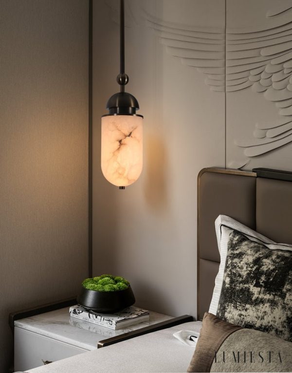 Lumiesta-romalux-lampa-wiszca-nowoczesna-alabastrowa-brzowo-biaa-do-salonu-15x35cm-3.jpg RomaLux - Lampa wisząca nowoczesna, alabastrowa brązowo-biała do salonu Ø15x35cm