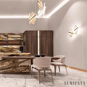 Romastra - Lampa wisząca alabastrowa, złota i biała do salonu, Ø80 x H200 cm