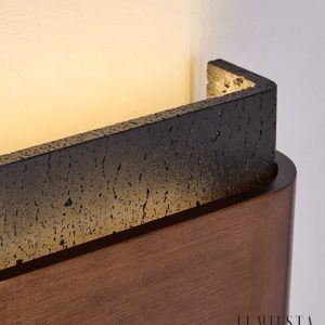 Rosariax - Kinkiet trawertynowy z orzechem, czarny, do sypialni 22x16 cm