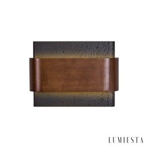 Rosariax - Kinkiet trawertynowy z orzechem, czarny, do sypialni 22x16 cm