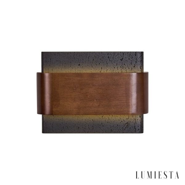 Rosariax - Kinkiet trawertynowy z orzechem, czarny, do sypialni 22x16 cm