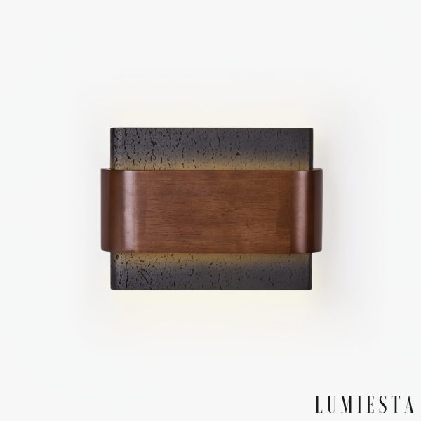 Rosariax - Kinkiet trawertynowy z orzechem, czarny, do sypialni 22x16 cm