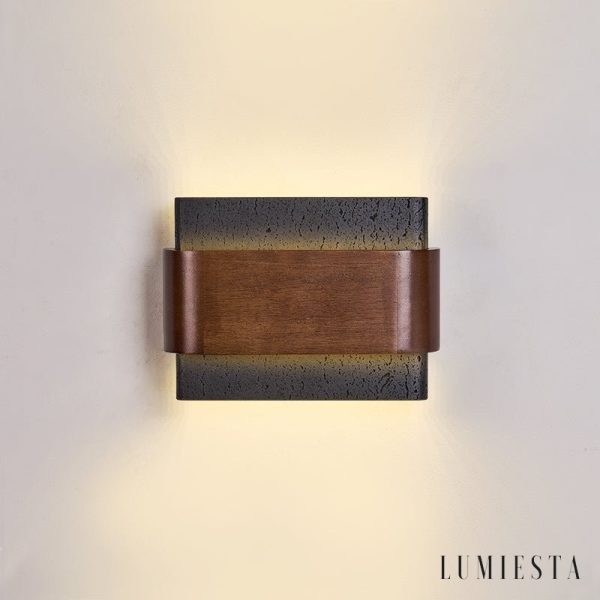 Rosariax - Kinkiet trawertynowy z orzechem, czarny, do sypialni 22x16 cm