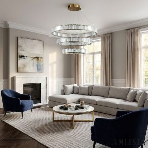 Rubinia - Lampa wisząca kryształowa, złota do salonu Ø40/60/80/100 cm