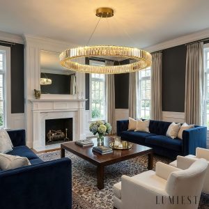 Rubinia - Lampa wisząca kryształowa, złota do salonu Ø40/60/80/100 cm