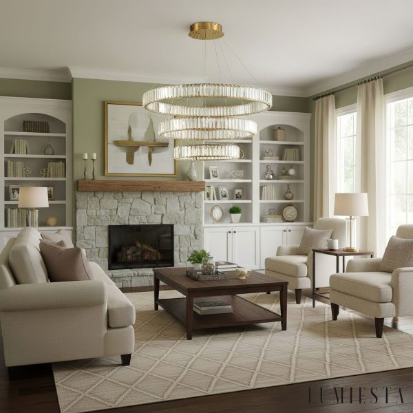 Rubinia - Lampa wisząca kryształowa, złota do salonu Ø40/60/80/100 cm