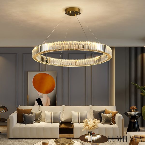 Rubinia - Lampa wisząca kryształowa, złota do salonu Ø40/60/80/100 cm