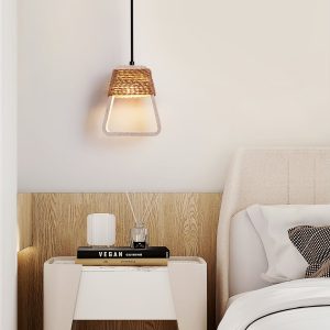 Santiaga - Lampa wisząca trawertynowa, żółta do jadalni, Ø15×H18 cm