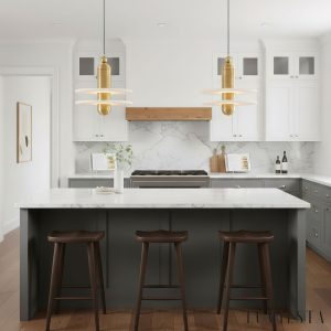 Scalara - Lampa wisząca loftowa czarno-biała z alabastrem do salonu, Ø28/40 cm