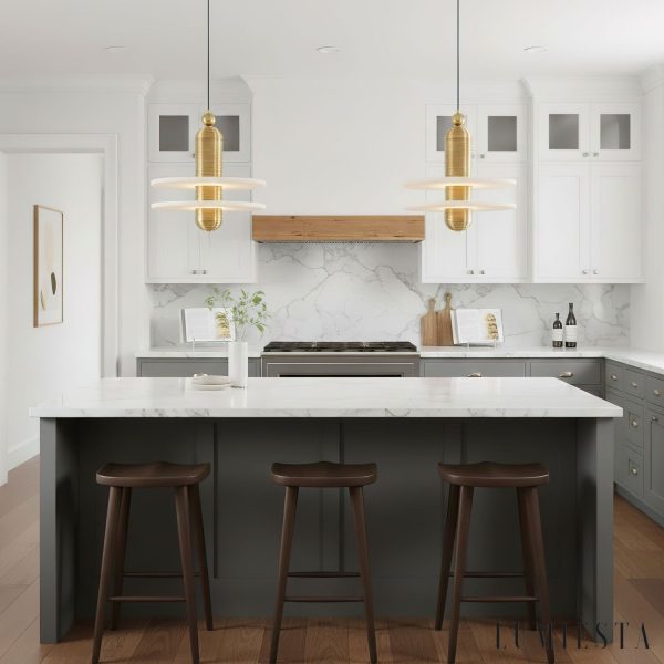 Scalara - Lampa wisząca loftowa czarno-biała z alabastrem do salonu, Ø28/40 cm