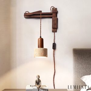 Sevillia - Kinkiet trawertynowy żółty, orzechowy do salonu, ∅11/12/15 cm