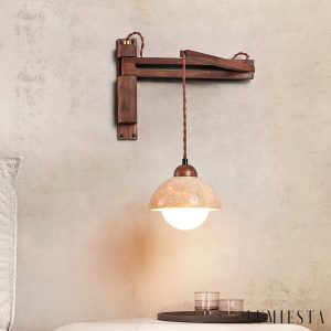 Sevillia - Kinkiet trawertynowy żółty, orzechowy do salonu, ∅11/12/15 cm