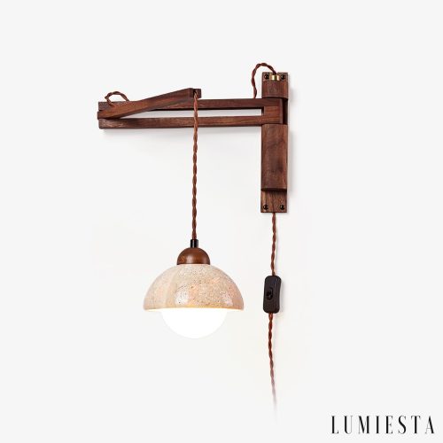 Sevillia - Kinkiet trawertynowy żółty, orzechowy do salonu, ∅11/12/15 cm