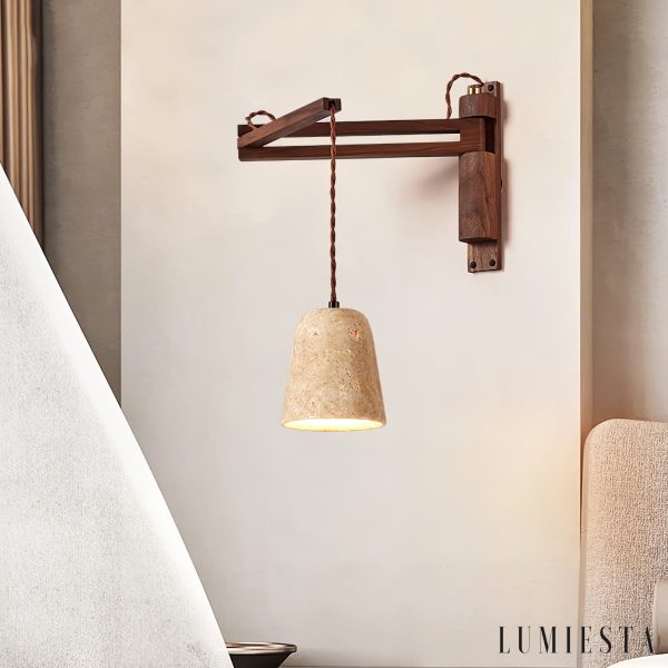 Sevillia - Kinkiet trawertynowy żółty, orzechowy do salonu, ∅11/12/15 cm