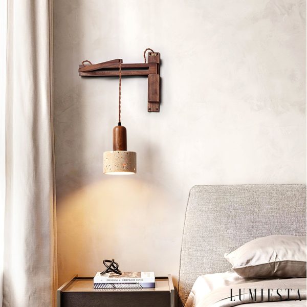 Sevillia - Kinkiet trawertynowy żółty, orzechowy do salonu, ∅11/12/15 cm