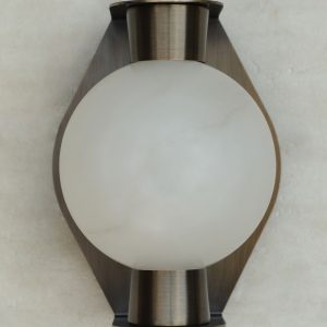 Sienaria - Lampa sufitowa alabastrowa, brązowo-biała do salonu, Ø16x21 cm