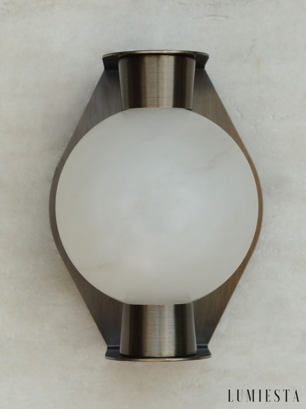 Sienaria - Lampa sufitowa alabastrowa, brązowo-biała do salonu, Ø16x21 cm