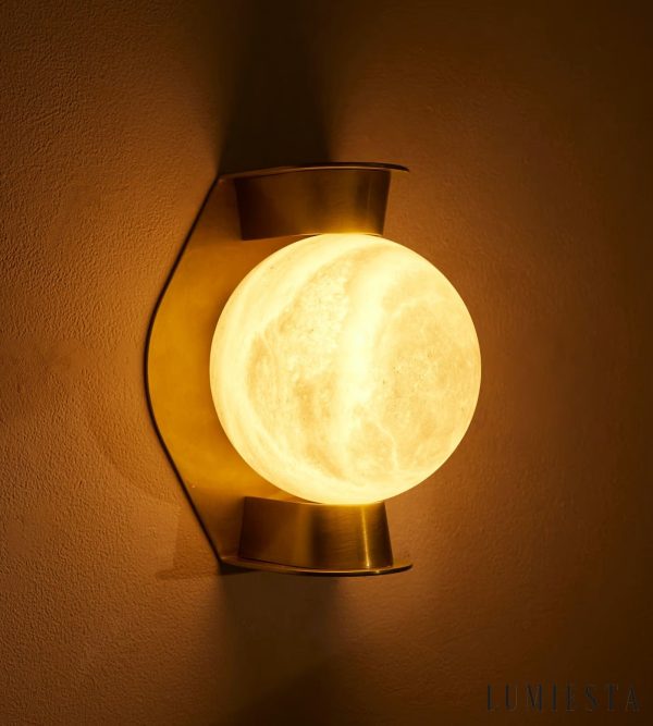 Sienaria - Lampa sufitowa alabastrowa, brązowo-biała do salonu, Ø16x21 cm
