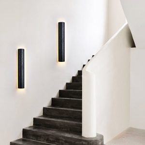 Sintria - Lampa wisząca czarna trawertynowa do jadalni, Ø10x35/60/90/120 cm