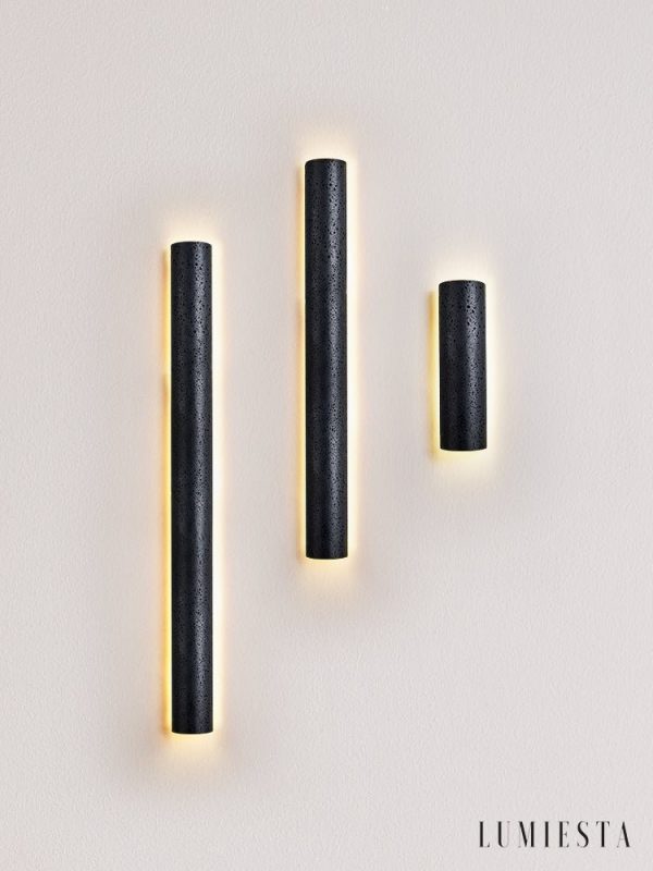 Sintria - Lampa wisząca czarna trawertynowa do jadalni, Ø10x35/60/90/120 cm