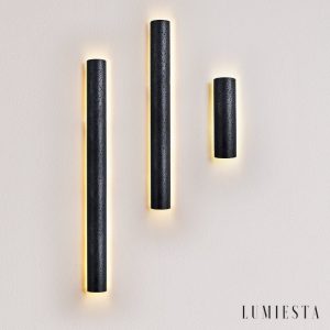 Sintria - Lampa wisząca czarna trawertynowa do jadalni, Ø10x35/60/90/120 cm